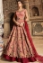 peach maroon tafetta silk embroidered lehenga style anarkali suit 5301