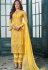 yellow georgette embroidered straight trouser suit 802