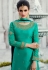 turquoise satin georgette straight palazzo style suit 16105