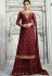 brown satin georgette straight palazzo style suit 16104