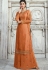 orange shade satin georgette straight palazzo style suit 16102