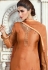 orange shade satin georgette straight palazzo style suit 16102