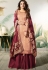 peach maroon satin silk sharara style pakistani suit 12003