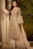 beige net embroidered sharara style pakistani suit 61006