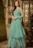 blue shade net embroidered sharara style pakistani suit 61004