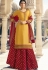 drashti dhami yellow red satin georgette lehenga style suit 3307