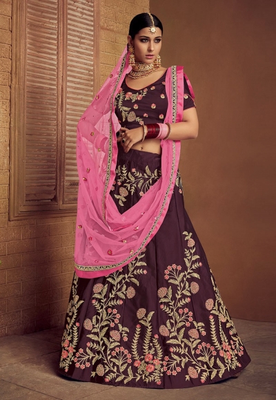 purple silk a line lehenga choli 3230