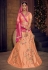 peach silk embroidered lehenga choli 3231