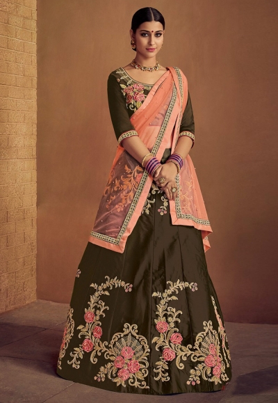 mehndi silk a line lehenga choli 3226