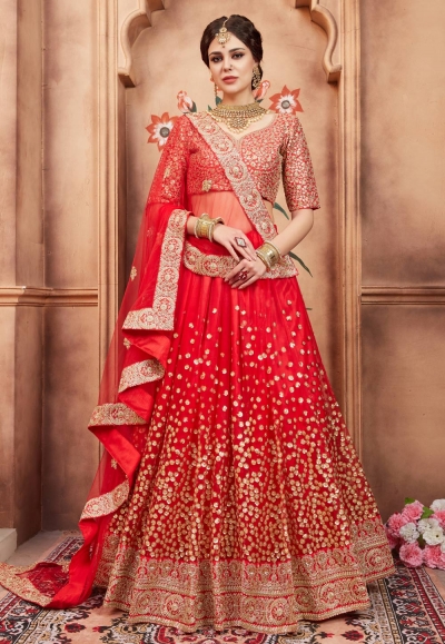 red net embroidered circular lehenga choli 2002