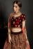 maroon velvet embroidered lehenga choli 1902