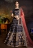 navy blue satin circular lehenga choli 1803