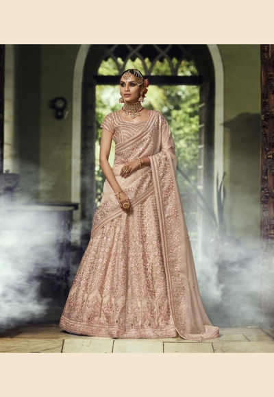 beige organza circular lehenga choli 5129