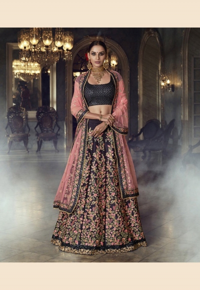 purple satin circular lehenga choli 5138