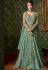 Sea green rangoli net long embroidered jacket style anarkali suit 7107