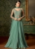 Sea green rangoli net long embroidered jacket style anarkali suit 7107