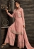 pastel pink georgette embroidered palazzo style suit 30008