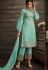 sky blue georgette embroidered straight trouser style suit 30006