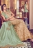 green beige jacquard silk embroidered jacket style floor length anarkali suit 6010