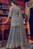 grey shade butterfly net embroidered sharara style pakistani suit 6008