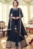 navy blue georgette embroidered jacket style floor length anarkali suit 6007