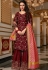 maroon designer satin georgette embroidered sharara style pakistani suit 4517