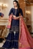 navy blue designer satin georgette embroidered sharara style pakistani suit 4511