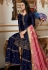 navy blue designer satin georgette embroidered sharara style pakistani suit 4511