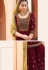 maroon georgette embroidered palazzo style pakistani suit 4008