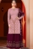 mauve wine georgette embroidered palazzo style pakistani suit 4006