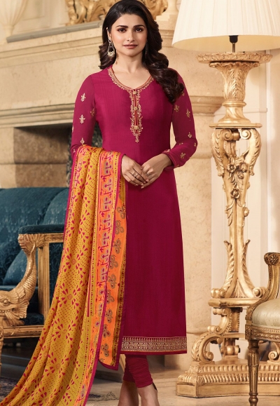 Rani pink silk suit - set of two by Empress Pitara | The Secret Label