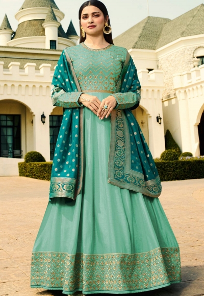 prachi desai sky blue silk long anarkali suit 10231