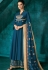 blue muslin long embroidered palazzo style suit 725