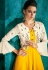 yellow white muslin long embroidered palazzo style suit 723