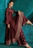 brown muslin long embroidered palazzo style suit 721