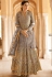 grey net embroidered long anarkali suit 15102c