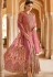 pastel pink net embroidered long anarkali suit 15102b