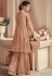 peach heavy net embroidered palazzo style pakistani suit 903