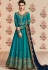 teal georgette embroidered long anarkali suit 8190