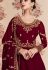 maroon georgette embroidered long anarkali suit 8189