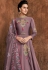 mauve rayon long embroidered indowestern anarkali suit 39034