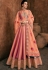 peach rayon long embroidered indowestern anarkali suit 39032