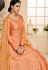 peach silk embroidered long anarkali suit 40002