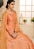 peach silk embroidered long anarkali suit 40002