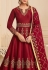 maroon silk embroidered long anarkali suit 40001