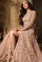 sonal chauhan peach net embroidered long trouser style anarkali suit 7207