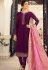 drashti dhami purple satin georgette straight churidar bollywood suit 4009