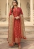 orange jacquard embroidered straight churidar suit 3707